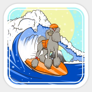 Poodle Surfing Sticker